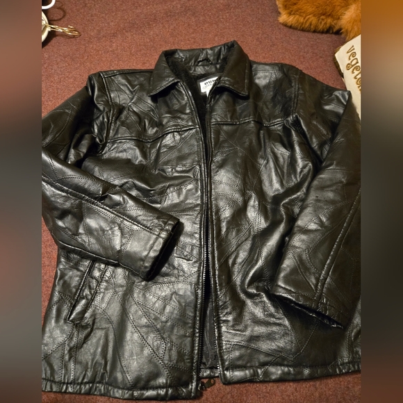 Duke Haband Vintage Leather Jacket With Zip In Warm Lining Size Large - Picture 1 of 9